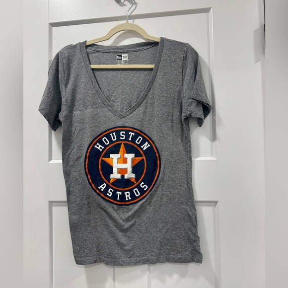 Houston Astros New Era Grey MLB Vneck tshirt size large - Picture 1 of 5